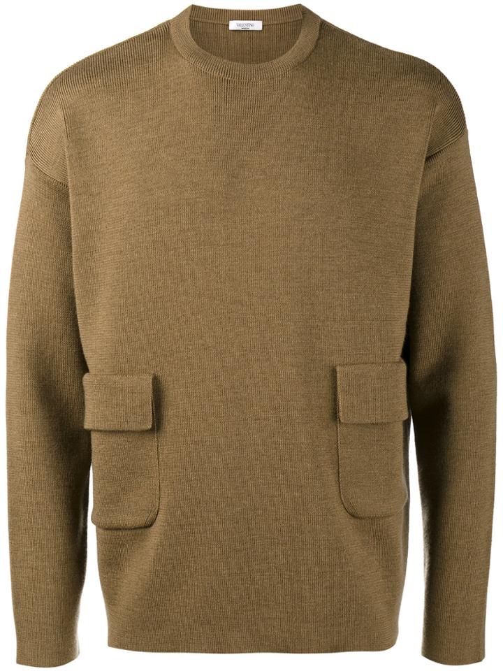 Valentino Flap Pocket Jumper - Brown