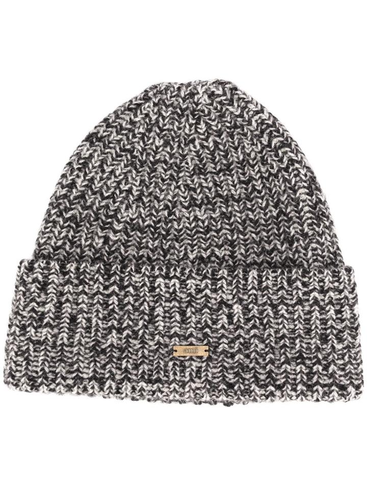 Ami Paris Marl-effect Beanie Hat - Black