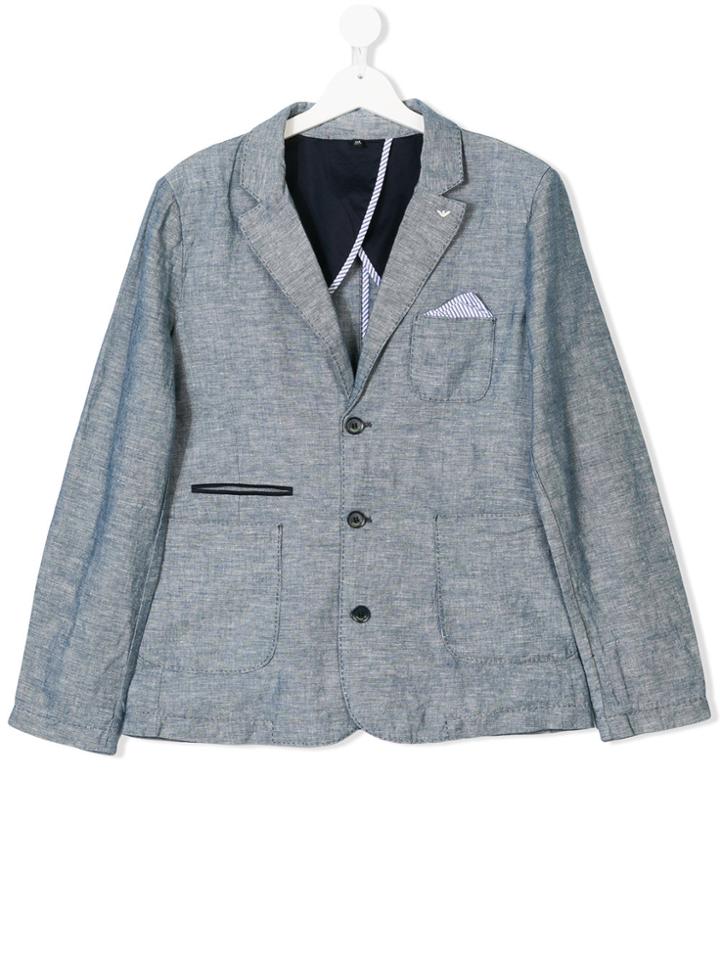 Armani Junior Three Button Blazer - Blue