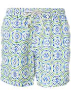 Mc2 Saint Barth - Tile Print Swim Shorts - Men - Polyamide/polyester/spandex/elastane - S, Polyamide/polyester/spandex/elastane