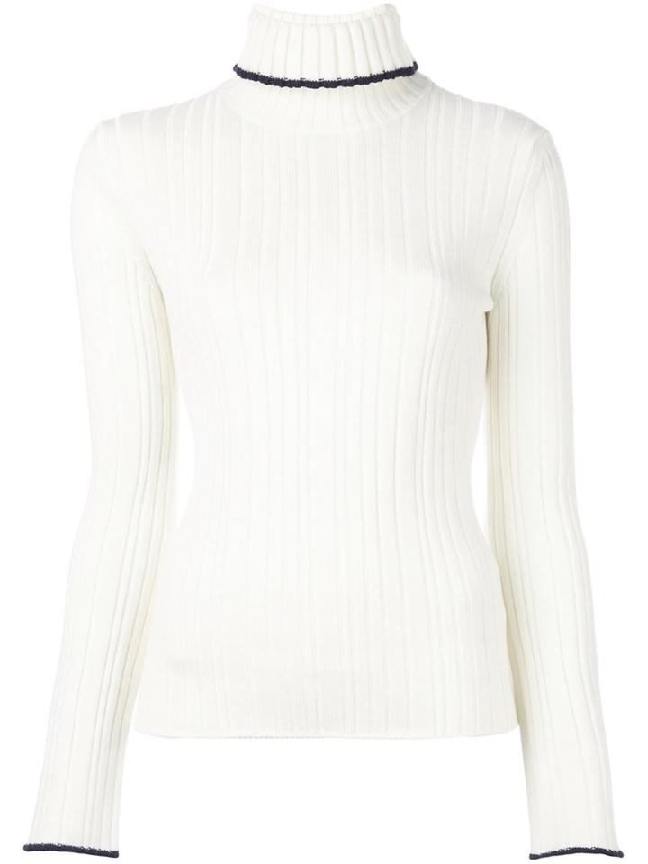 Msgm Ribbed Jumper, Women's, Size: Large, White, Virgin Wool