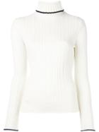 Msgm Ribbed Jumper, Women's, Size: Large, White, Virgin Wool
