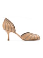 Sarah Chofakian Panelled Kitten Heel Shoes - Nude & Neutrals