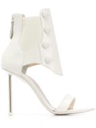 Alexander Mcqueen Ribbed Ankle Sandals - White