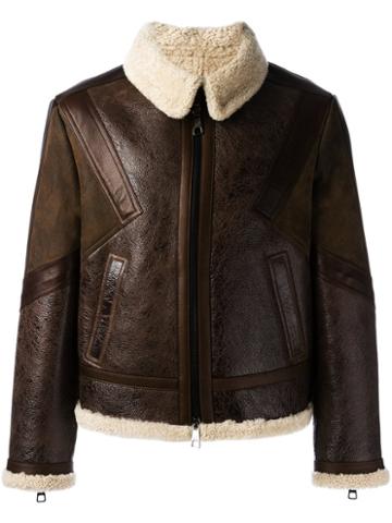 Neil Barrett Shearling Jacket, Men's, Size: Medium, Brown, Lamb Skin/lamb Fur