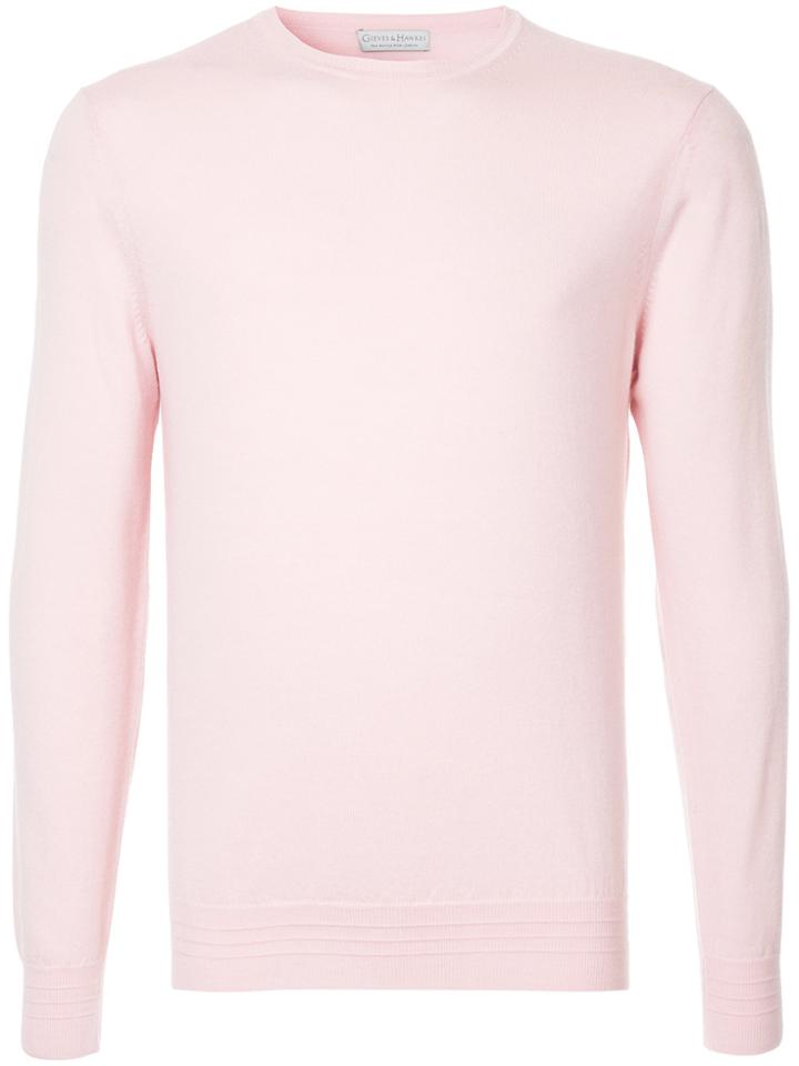 Gieves & Hawkes Crew Neck Jumper - Pink & Purple