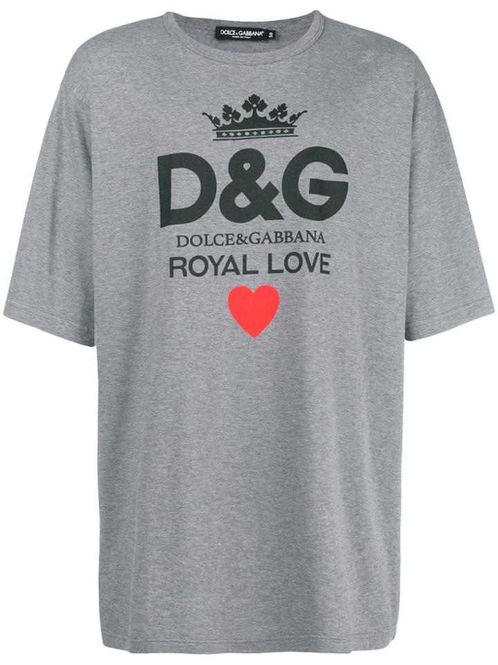 Dolce & Gabbana Royal Love Print T-shirt - Grey