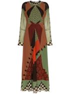 Etro Printed Flared Silk Dress - Brown