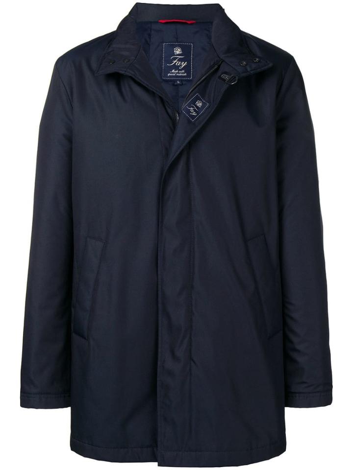 Fay Funnel Neck Coat - Blue