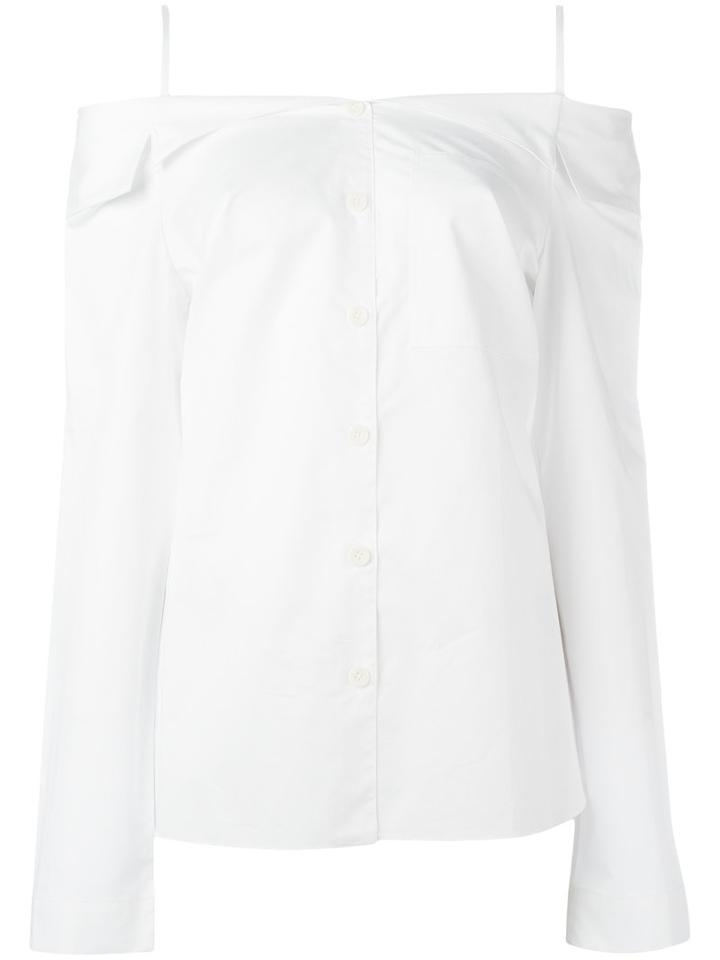 Tibi Off Shoulders Shirt, Women's, Size: 2, White, Cotton