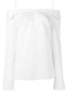 Tibi Off Shoulders Shirt, Women's, Size: 2, White, Cotton