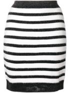 Balmain Fitted Striped Skirt - Black
