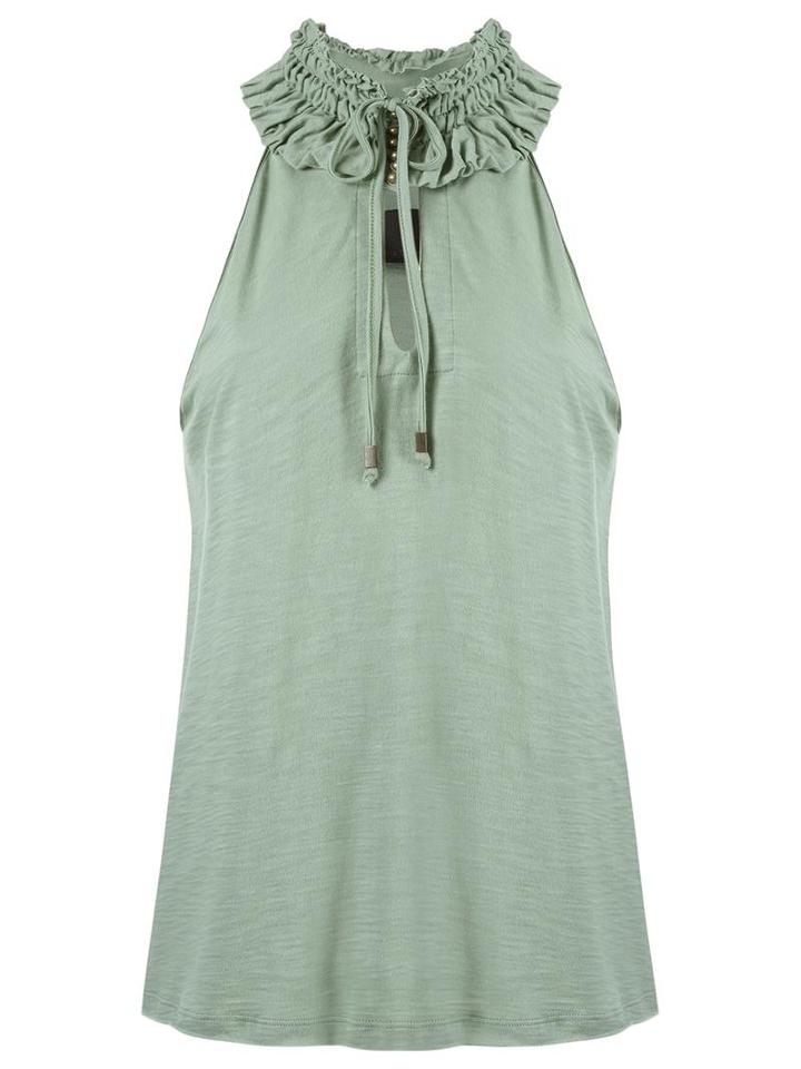 Andrea Bogosian High Neck Top, Women's, Size: Medium, Green, Cotton