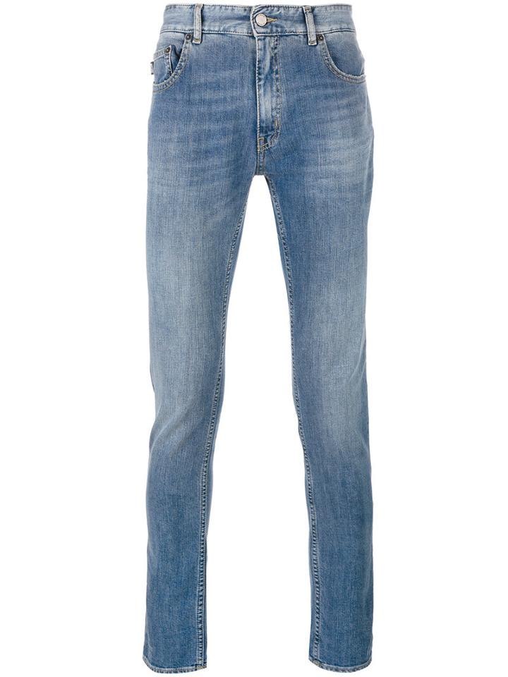 Love Moschino Patch Detail Skinny Jeans, Men's, Size: 32, Blue, Cotton/spandex/elastane