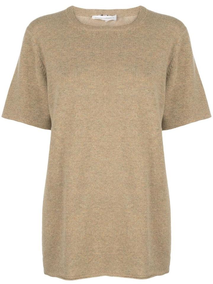 Extreme Cashmere Short Sleeved Knit Top - Neutrals