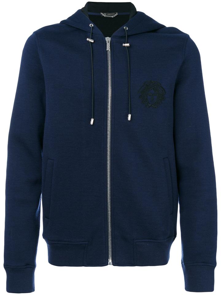 Versace Medusa Logo Zipped Hoodie - Blue