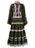 Natasha Zinko Camouflage-print Ruffle Dress - Green