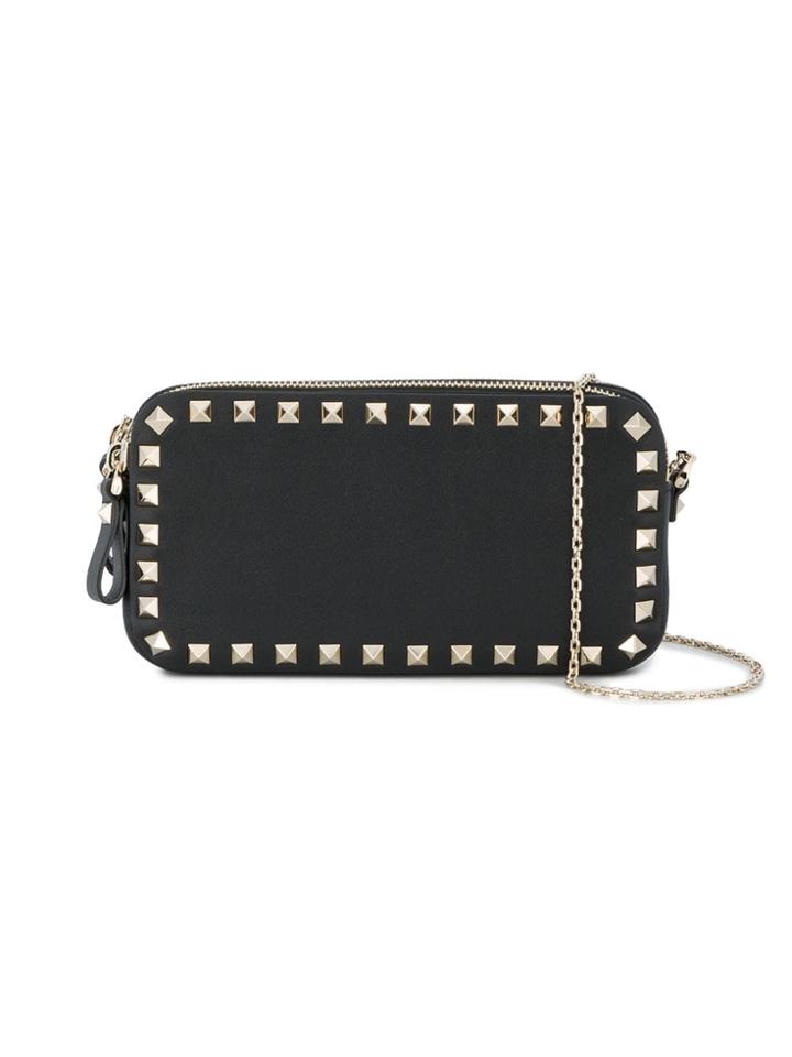 Valentino Black Rockstud Leather Chain Pouch