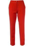 Etro Slim-fit Cropped Trousers, Women's, Size: 40, Red, Cotton/polyamide/spandex/elastane