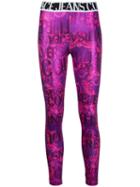 Versace Jeans Couture Baroque-print Leggings - Pink