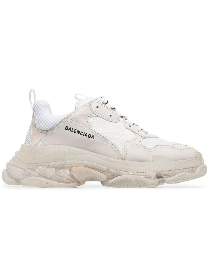 Balenciaga White Triple S Clear Sole Sneakers