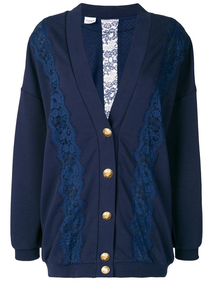 Pinko Lace Insert Mid-length Cardigan - Blue