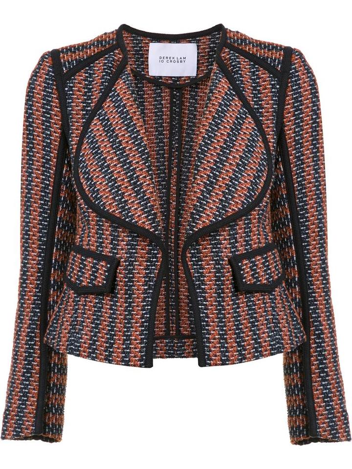 Derek Lam 10 Crosby Striped Fitted Jacket, Women's, Size: 8, Blue, Cotton/acrylic/polyamide