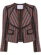 Derek Lam 10 Crosby Striped Fitted Jacket, Women's, Size: 8, Blue, Cotton/acrylic/polyamide