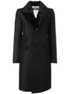 Dsquared2 Mink Collar Coat, Women's, Size: 40, Black, Silk/mink Fur/polyester/wool