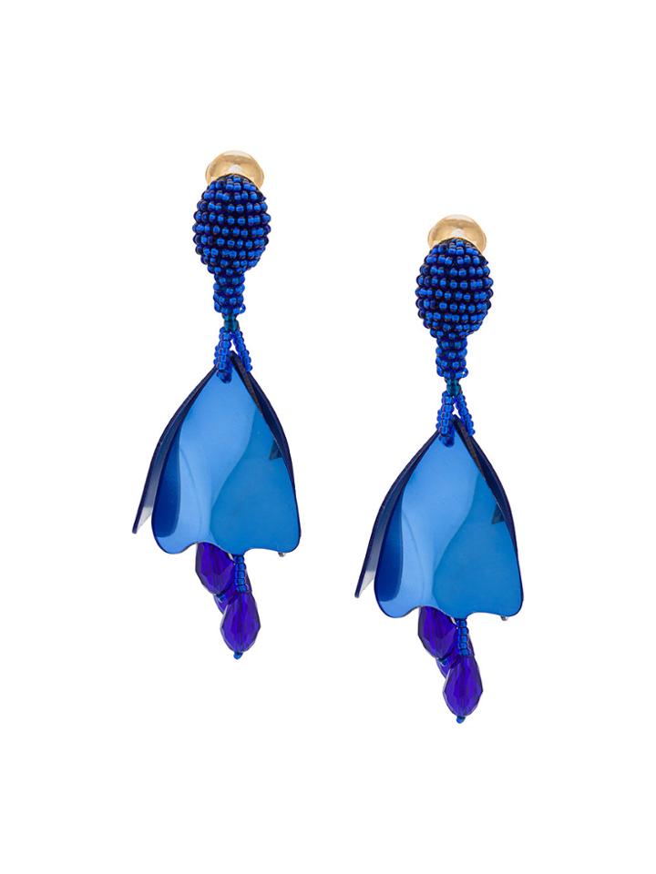 Oscar De La Renta Small Impatiens Earrings - Blue