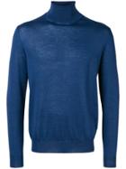 Canali Roll-neck Fitted Sweater - Blue