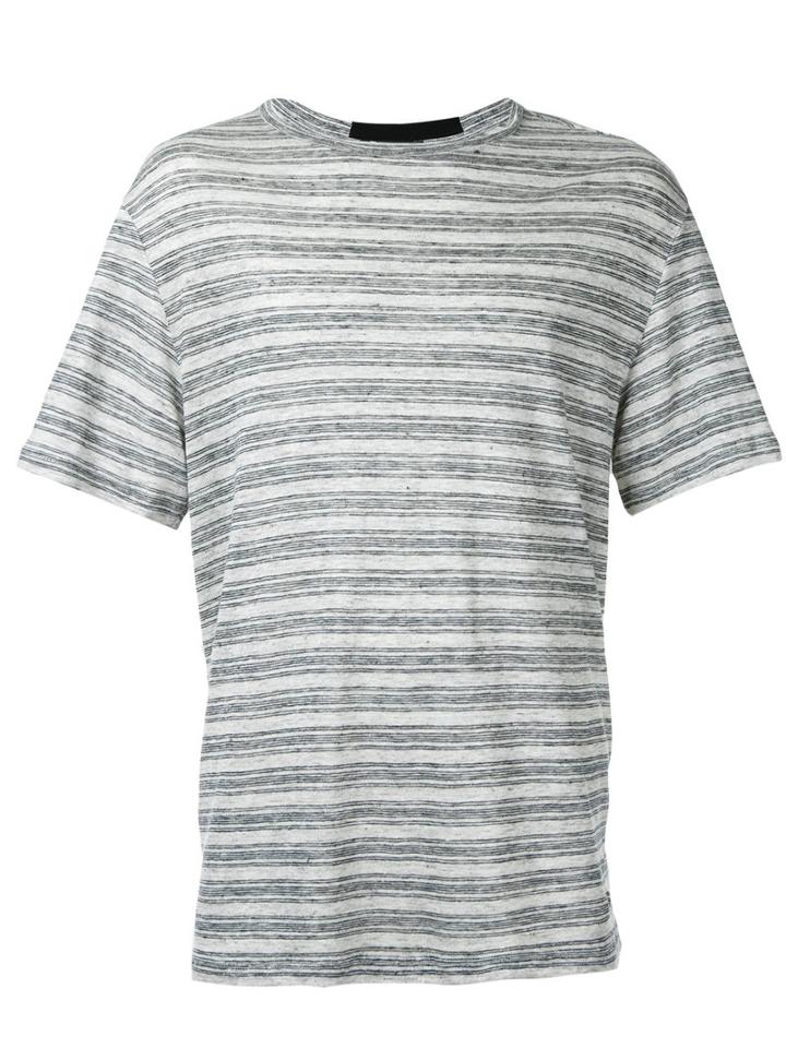 T By Alexander Wang Striped T-shirt, Men's, Size: Medium, Grey, Hemp