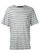 T By Alexander Wang Striped T-shirt, Men's, Size: Medium, Grey, Hemp
