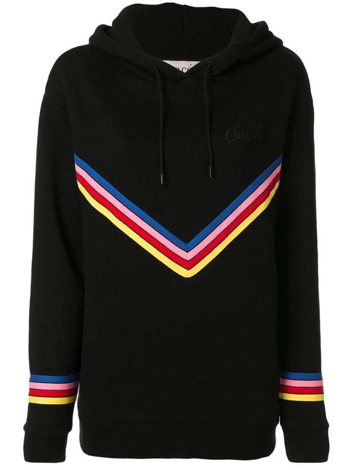 Être Cécile Multicoloured Stripe Print Hoodie - Black