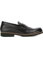 Tod S Rubber Sole Penny Loafers, Men's, Size: 43.5, Black, Leather/rubber