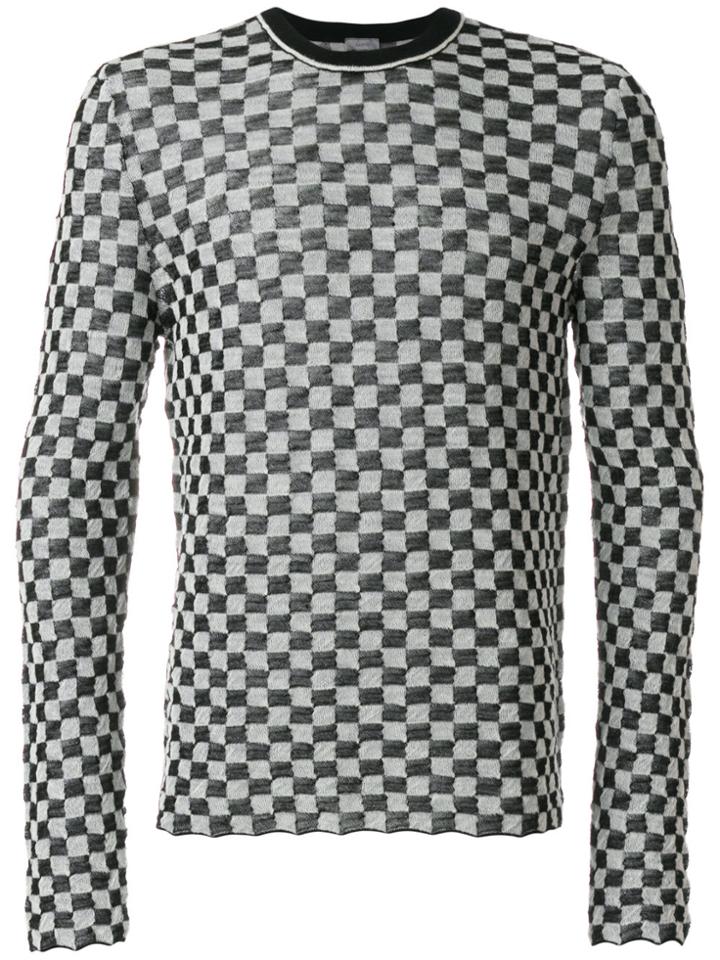 Lanvin Checked Crew Neck Jumper - Black