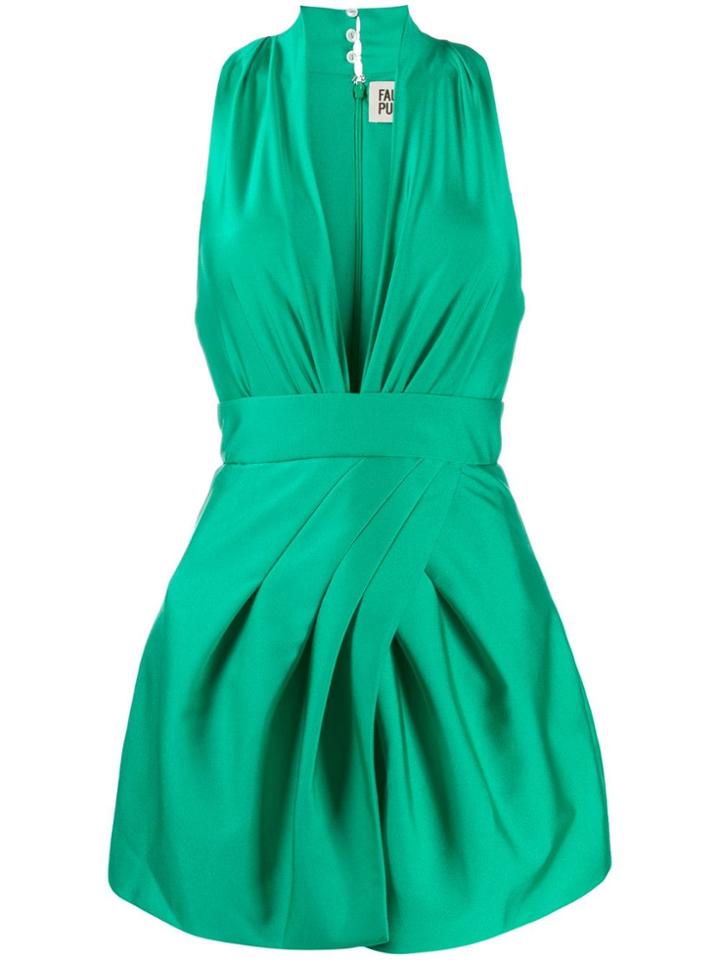 Fausto Puglisi V-neck Mini Dress - Green