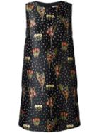 Floral Pattern Shift Dress, Women's, Size: 42, Black, Polyester/acetate, Red Valentino