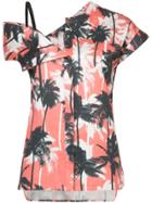 Jason Wu Palm Print Asymmetric Top - Pink & Purple