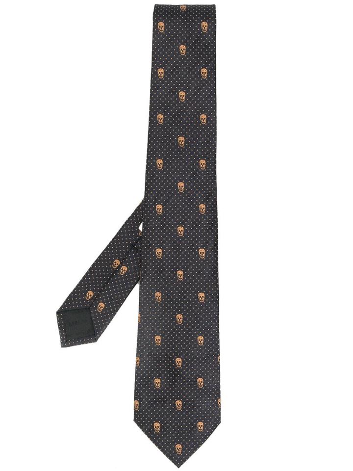 Alexander Mcqueen Skull Motif Spotted Tie - Black