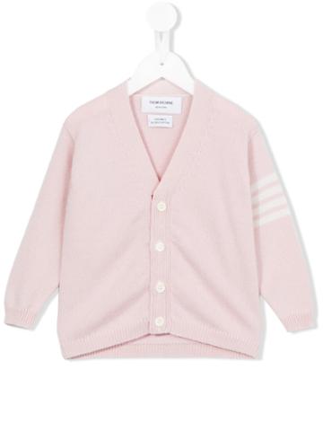 Thom Browne Kids - V-neck Cardigan - Kids - Cashmere - 4 Yrs, Pink/purple
