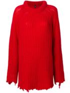 R13 Distressed Oversized Sweater - Red