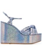 Casadei Metallic Wedge Sandals - Blue