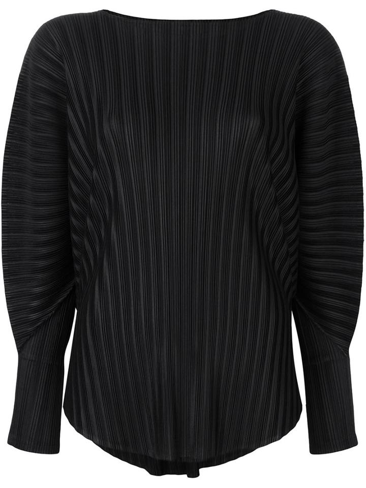 Pleats Please By Issey Miyake Pleated Blouse, Women's, Size: V, Black, Polyester