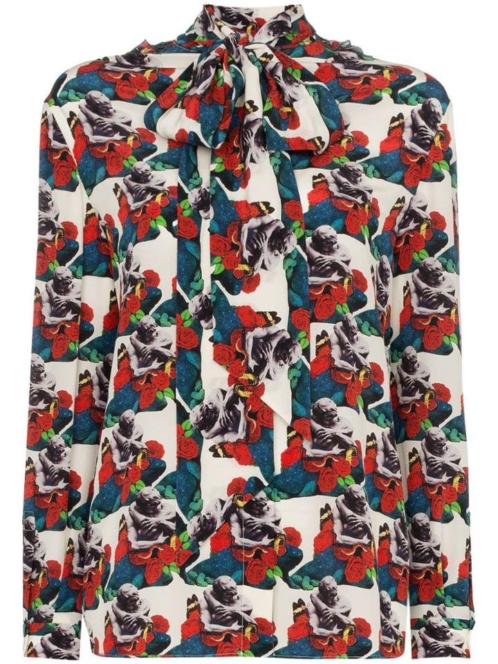 Valentino Lover-print Long-sleeve Blouse - Red