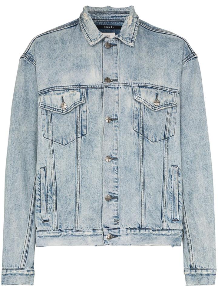 Ksubi Acid-wash Distressed Denim Jacket - Blue