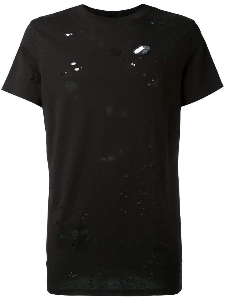 Hudson - Distressed Long T-shirt - Men - Cotton - S, Black, Cotton