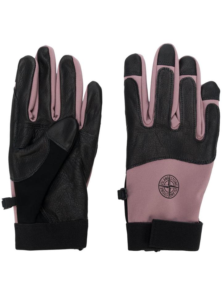 Stone Island Logo Print Gloves - Black