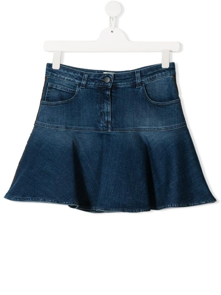 Fendi Kids Flared Denim Skirt - Blue