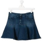 Fendi Kids Flared Denim Skirt - Blue